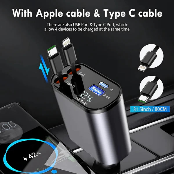120W Fast Car Charger with Type-C Charging